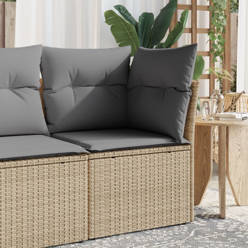 vidaXL Gartensessel ohne Armlehnen mit Kissen Beige Poly Rattan vidaXL Gartensessel ohne Armlehnen mit Kissen Beige Poly Rattan