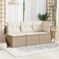 vidaXL Garten-Ecksofa mit Kissen Beige Poly Rattan vidaXL Garten-Ecksofa mit Kissen Beige Poly Rattan