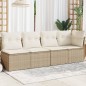vidaXL Gartensofa mit Kissen 4-Sitzer Beige Poly Rattan vidaXL Gartensofa mit Kissen 4-Sitzer Beige Poly Rattan