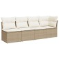 vidaXL Gartensofa mit Kissen 4-Sitzer Beige Poly Rattan vidaXL Gartensofa mit Kissen 4-Sitzer Beige Poly Rattan