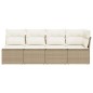 vidaXL Gartensofa mit Kissen 4-Sitzer Beige Poly Rattan vidaXL Gartensofa mit Kissen 4-Sitzer Beige Poly Rattan