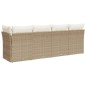 vidaXL Gartensofa mit Kissen 4-Sitzer Beige Poly Rattan vidaXL Gartensofa mit Kissen 4-Sitzer Beige Poly Rattan