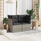 vidaXL Gartensofa 2-Sitzer mit Kissen Grau Poly Rattan vidaXL Gartensofa 2-Sitzer mit Kissen Grau Poly Rattan