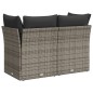 vidaXL Gartensofa 2-Sitzer mit Kissen Grau Poly Rattan vidaXL Gartensofa 2-Sitzer mit Kissen Grau Poly Rattan