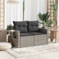 vidaXL Gartensofa 2-Sitzer mit Kissen Grau Poly Rattan vidaXL Gartensofa 2-Sitzer mit Kissen Grau Poly Rattan