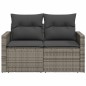 vidaXL Gartensofa 2-Sitzer mit Kissen Grau Poly Rattan vidaXL Gartensofa 2-Sitzer mit Kissen Grau Poly Rattan