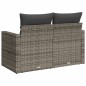 vidaXL Gartensofa 2-Sitzer mit Kissen Grau Poly Rattan vidaXL Gartensofa 2-Sitzer mit Kissen Grau Poly Rattan