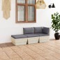 3-tlg. Garten-Sofagarnitur aus Paletten mit Kissen Fichtenholz 3-tlg. Garten-Sofagarnitur aus Paletten mit Kissen Fichtenholz