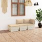 3-tlg. Garten-Sofagarnitur aus Paletten mit Kissen Fichtenholz 3-tlg. Garten-Sofagarnitur aus Paletten mit Kissen Fichtenholz