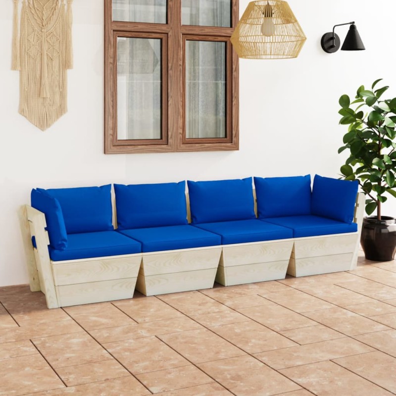 Garten-Palettensofa 4-Sitzer mit Kissen Fichtenholz Garten-Palettensofa 4-Sitzer mit Kissen Fichtenholz