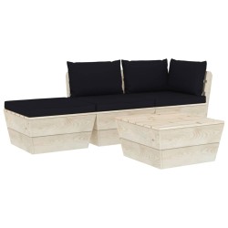 vidaXL 4-tlg. Garten-Sofagarnitur aus Paletten mit Kissen Fichtenholz