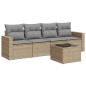 vidaXL 5-tlg. Garten-Sofagarnitur mit Kissen Beige Poly Rattan vidaXL 5-tlg. Garten-Sofagarnitur mit Kissen Beige Poly Rattan
