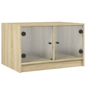 vidaXL Couchtisch mit Glastüren Sonoma-Eiche 68x50x42 cm
