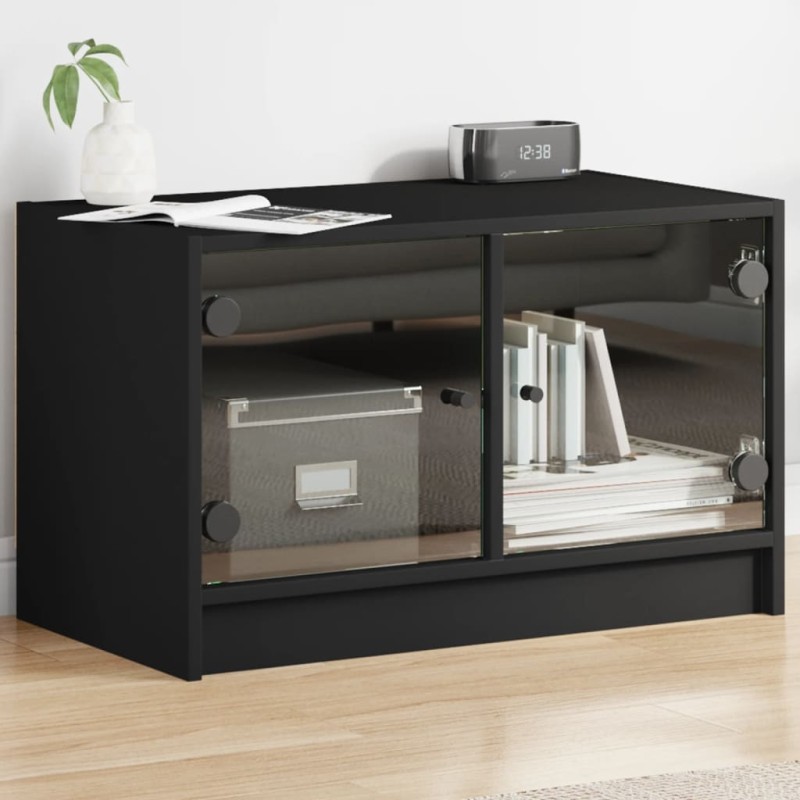 vidaXL TV-Schrank mit Glastüren Schwarz 68x37x42 cm vidaXL TV-Schrank mit Glastüren Schwarz 68x37x42 cm