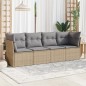 vidaXL 4-tlg. Garten-Sofagarnitur mit Kissen Beige Poly Rattan vidaXL 4-tlg. Garten-Sofagarnitur mit Kissen Beige Poly Rattan