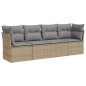 vidaXL 4-tlg. Garten-Sofagarnitur mit Kissen Beige Poly Rattan vidaXL 4-tlg. Garten-Sofagarnitur mit Kissen Beige Poly Rattan