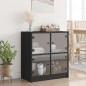 vidaXL Beistellschrank mit Glastüren Schwarz 68x37x75,5 cm vidaXL Beistellschrank mit Glastüren Schwarz 68x37x75,5 cm
