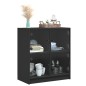 vidaXL Beistellschrank mit Glastüren Schwarz 68x37x75,5 cm vidaXL Beistellschrank mit Glastüren Schwarz 68x37x75,5 cm