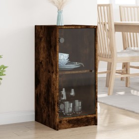 vidaXL Beistellschrank mit Glastüren Räuchereiche 35x37x75,5 cm