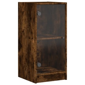 vidaXL Beistellschrank mit Glastüren Räuchereiche 35x37x75,5 cm