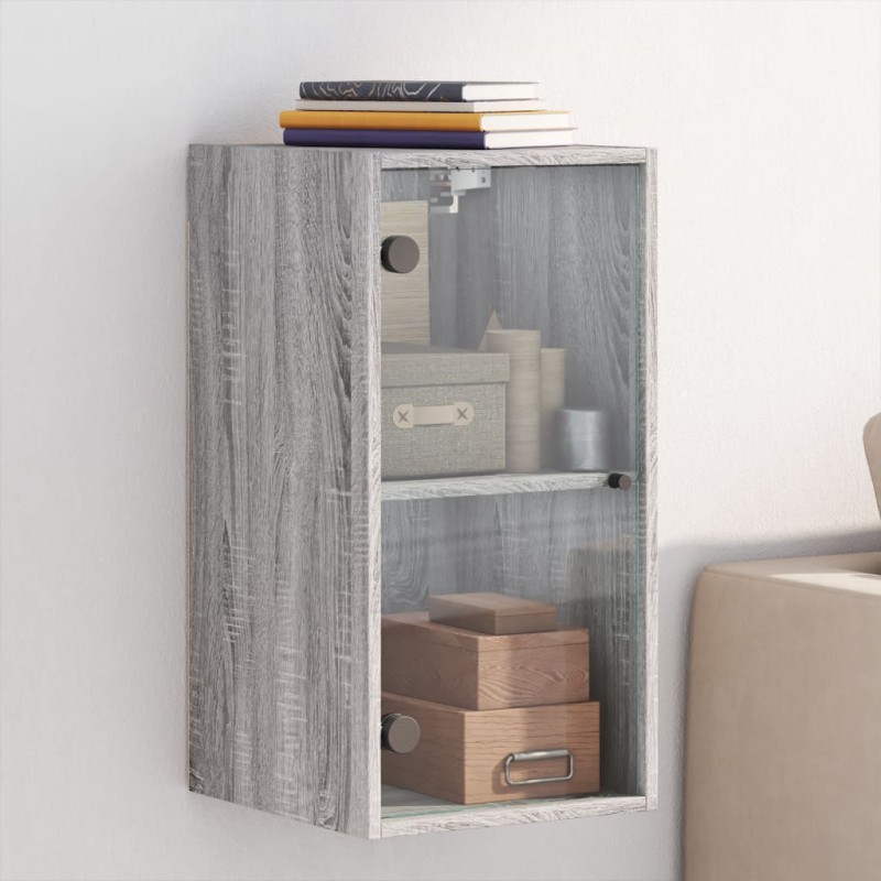 vidaXL Wandschrank mit Glastüren Grau Sonoma 35x37x68,5 cm vidaXL Wandschrank mit Glastüren Grau Sonoma 35x37x68,5 cm