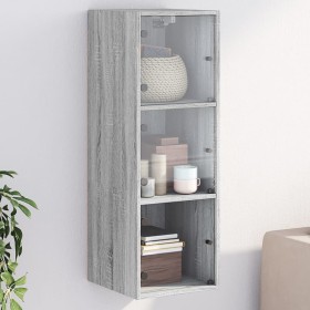 vidaXL Wandschrank mit Glastüren Grau Sonoma 35x37x100 cm