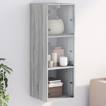 vidaXL Wandschrank mit Glastüren Grau Sonoma 35x37x100 cm
