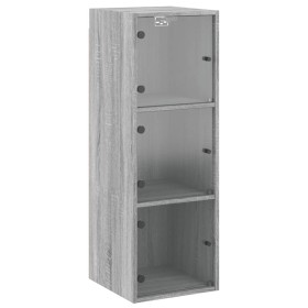 vidaXL Wandschrank mit Glastüren Grau Sonoma 35x37x100 cm