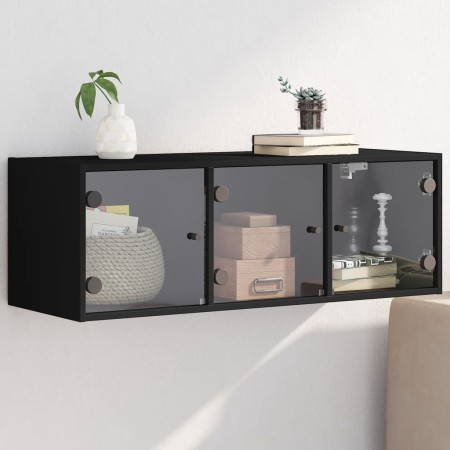 vidaXL Wandschrank mit Glastüren Schwarz 102x37x35 cm
