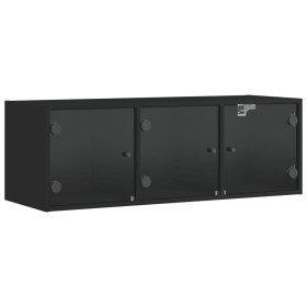 vidaXL Wandschrank mit Glastüren Schwarz 102x37x35 cm