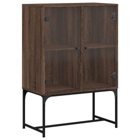 vidaXL Beistellschrank mit Glastüren Braun Eichen-Optik 69x37x100 cm