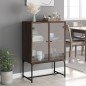 vidaXL Beistellschrank mit Glastüren Braun Eichen-Optik 69x37x100 cm vidaXL Beistellschrank mit Glastüren Braun Eichen-Optik 69x37x100 cm