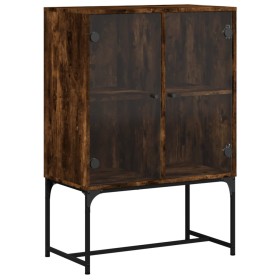 vidaXL Beistellschrank mit Glastüren Räuchereiche 69x37x100 cm