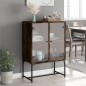 vidaXL Beistellschrank mit Glastüren Räuchereiche 69x37x100 cm vidaXL Beistellschrank mit Glastüren Räuchereiche 69x37x100 cm
