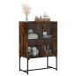 vidaXL Beistellschrank mit Glastüren Räuchereiche 69x37x100 cm vidaXL Beistellschrank mit Glastüren Räuchereiche 69x37x100 cm
