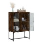 vidaXL Beistellschrank mit Glastüren Räuchereiche 69x37x100 cm vidaXL Beistellschrank mit Glastüren Räuchereiche 69x37x100 cm