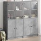 vidaXL Bücherschrank mit Türen Betongrau 136x37x142 cm Holzwerkstoff vidaXL Bücherschrank mit Türen Betongrau 136x37x142 cm Holzwerkstoff