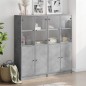 vidaXL Bücherschrank mit Türen Betongrau 136x37x142 cm Holzwerkstoff vidaXL Bücherschrank mit Türen Betongrau 136x37x142 cm Holzwerkstoff