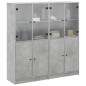 vidaXL Bücherschrank mit Türen Betongrau 136x37x142 cm Holzwerkstoff vidaXL Bücherschrank mit Türen Betongrau 136x37x142 cm Holzwerkstoff
