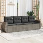 vidaXL 4-tlg. Garten-Sofagarnitur mit Kissen Grau Poly Rattan vidaXL 4-tlg. Garten-Sofagarnitur mit Kissen Grau Poly Rattan