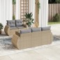 vidaXL 6-tlg. Garten-Sofagarnitur mit Kissen Beige Poly Rattan vidaXL 6-tlg. Garten-Sofagarnitur mit Kissen Beige Poly Rattan