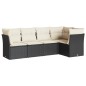 vidaXL 5-tlg. Garten-Sofagarnitur mit Kissen Schwarz Poly Rattan vidaXL 5-tlg. Garten-Sofagarnitur mit Kissen Schwarz Poly Rattan