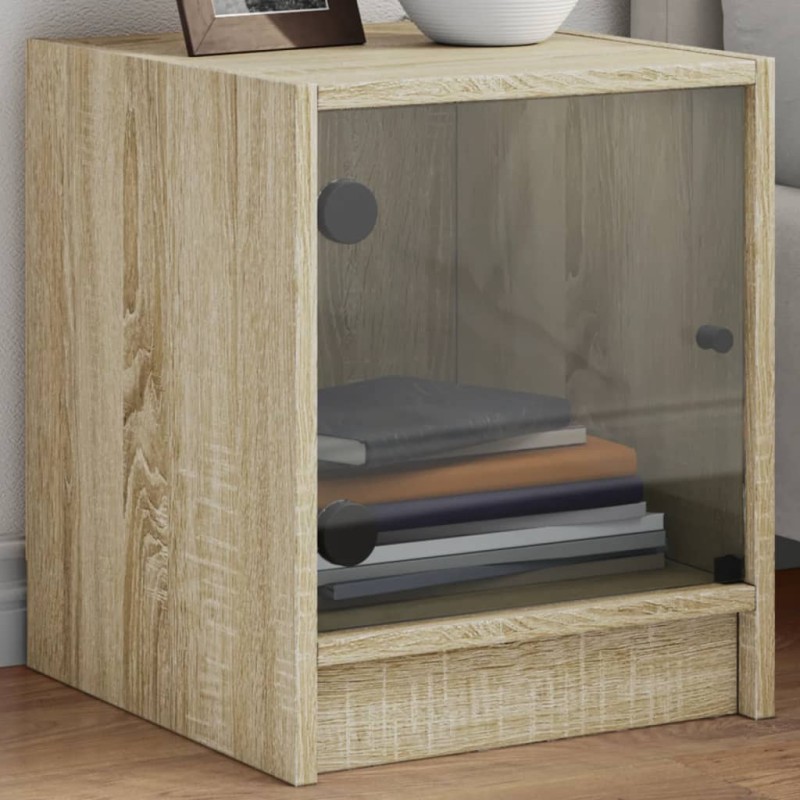vidaXL Nachttisch mit Glastür Sonoma-Eiche 35x37x42 cm vidaXL Nachttisch mit Glastür Sonoma-Eiche 35x37x42 cm