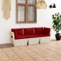 vidaXL Garten-Palettensofa 3-Sitzer mit Kissen Fichtenholz vidaXL Garten-Palettensofa 3-Sitzer mit Kissen Fichtenholz