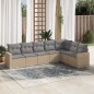 vidaXL 7-tlg. Garten-Sofagarnitur mit Kissen Beige Poly Rattan vidaXL 7-tlg. Garten-Sofagarnitur mit Kissen Beige Poly Rattan