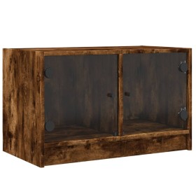 vidaXL TV-Schrank mit Glastüren Räuchereiche 68x37x42 cm