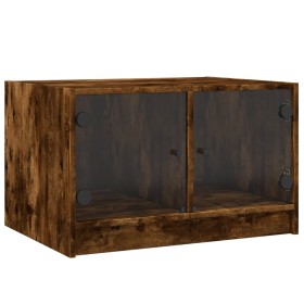 vidaXL Couchtisch mit Glastüren Räuchereiche 68x50x42 cm