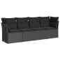 vidaXL 4-tlg. Garten-Sofagarnitur mit Kissen Schwarz Poly Rattan vidaXL 4-tlg. Garten-Sofagarnitur mit Kissen Schwarz Poly Rattan