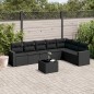 vidaXL 8-tlg. Garten-Sofagarnitur mit Kissen Schwarz Poly Rattan vidaXL 8-tlg. Garten-Sofagarnitur mit Kissen Schwarz Poly Rattan