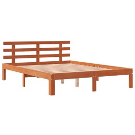 vidaXL Massivholzbett mit Kopfteil Wachsbraun 120x190 cm Kiefer